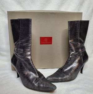 ColeHaan snakeskin short zip boots